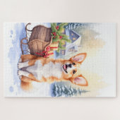 Cardigan Welsh Corgi Festive Sleigh Christmas Art Legpuzzel (Horizontaal)