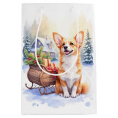 Cardigan Welsh Corgi Festive Sleigh Christmas Art Medium Cadeauzakje (Voorkant)