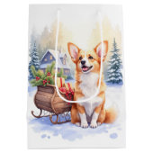 Cardigan Welsh Corgi Festive Sleigh Christmas Art Medium Cadeauzakje (Achterkant)