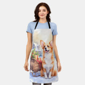 Cardigan Welsh Corgi Festive Sleigh Christmas Art Schort (Gedragen)