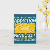 Cardigan Welsh Corgi Funny Dog Addiction  Kaart (Gele Bloem)