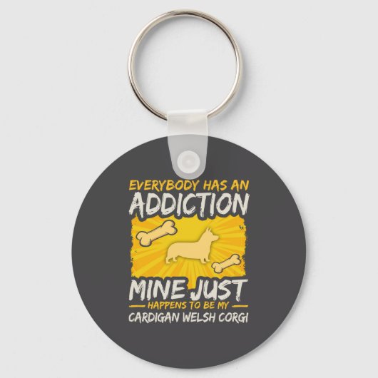 Cardigan Welsh Corgi Funny Dog Addiction Sleutelhanger (Voorkant)