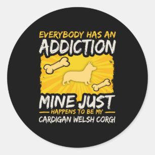 Cardigan Welsh Corgi Grappige Hond Verslaving Ronde Sticker