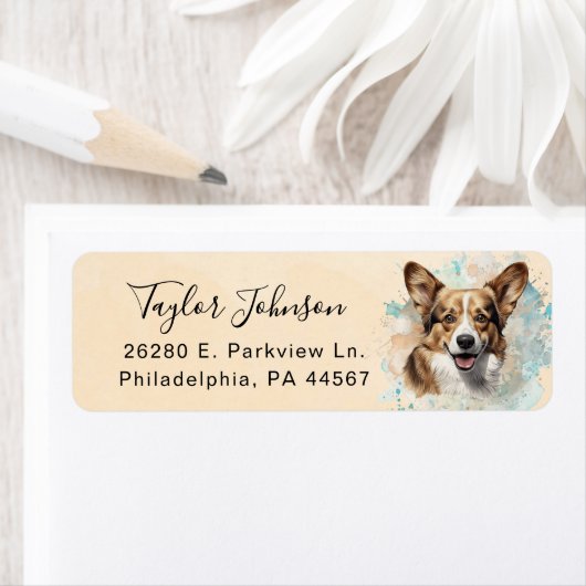 Cardigan Welsh Corgi-hond Retouradreslabel Etiket (Insitu)