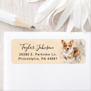 Cardigan Welsh Corgi-hond Retouradreslabel Etiket