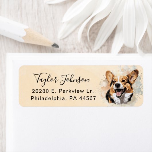 Cardigan Welsh Corgi-hond Retouradreslabel Etiket (Insitu)