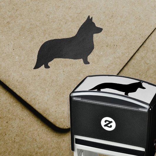 Cardigan Welsh Corgi Hondenras Silhouette Zelfinktende Stempel