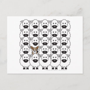 Cardigan Welsh Corgi in de Sheep Briefkaart