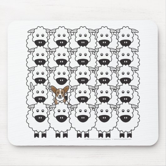 Cardigan Welsh Corgi in de Sheep Muismat (Voorkant)