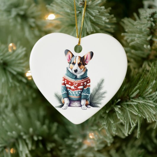 Cardigan Welsh Corgi in Kersttrui Plezier Keramisch Ornament (Boom)