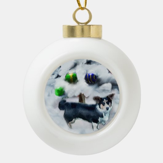 Cardigan Welsh Corgi kerstcadeaus Keramische Bal Ornament (Voorkant)