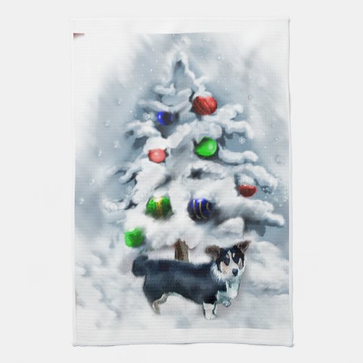 Cardigan Welsh Corgi kerstcadeaus Theedoek (Verticaal)