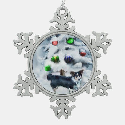 Cardigan Welsh Corgi kerstcadeaus Tin Sneeuwvlok Ornament (Voorkant)