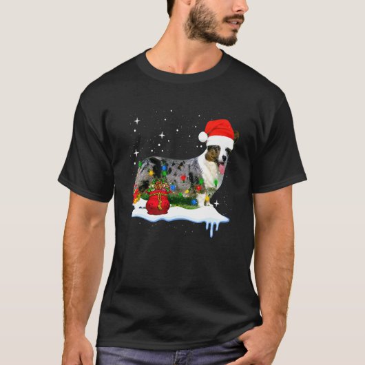 Cardigan Welsh Corgi Kerstmis T-shirt (Voorkant)