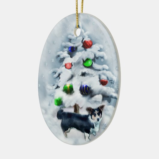 Cardigan Welsh Corgi Kerstversiering Keramisch Ornament (Links)