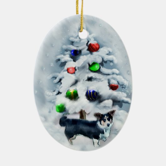 Cardigan Welsh Corgi Kerstversiering Keramisch Ornament (Achterkant)