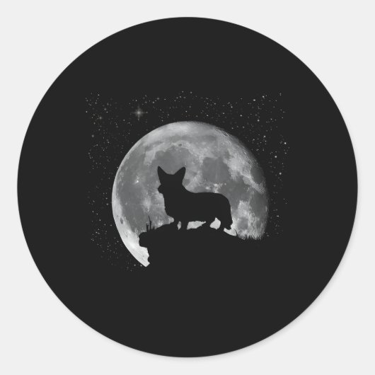 Cardigan Welsh Corgi Moon Ronde Sticker (Voorkant)