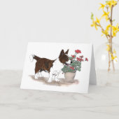 Cardigan Welsh Corgi Notecard ~ Brindle Kaart (Gele Bloem)