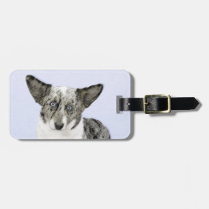 Cardigan Welsh Corgi Painting - Original Dog Art Bagagelabel