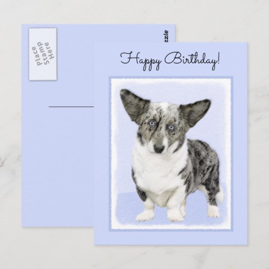 Cardigan Welsh Corgi Painting - Original Dog Art Briefkaart (Voorkant / Achterkant)