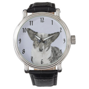 Cardigan Welsh Corgi Painting - Original Dog Art Horloge