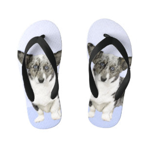 Cardigan Welsh Corgi Painting - Original Dog Art Kinder Teenslippers