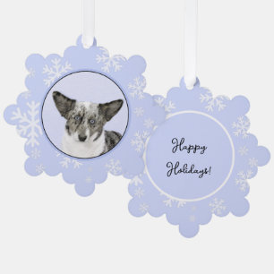 Cardigan Welsh Corgi Painting - Original Dog Art Ornament Kaart