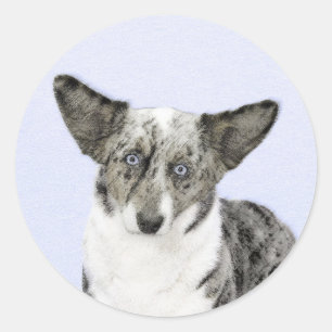 Cardigan Welsh Corgi Painting - Original Dog Art Ronde Sticker