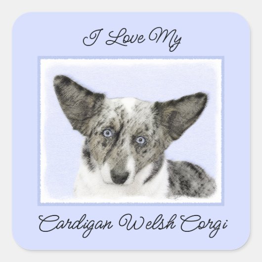 Cardigan Welsh Corgi Painting - Original Dog Art Vierkante Sticker (Voorkant)