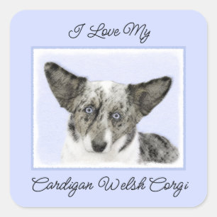 Cardigan Welsh Corgi Painting - Original Dog Art Vierkante Sticker