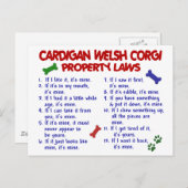 CARDIGAN WELSH CORGI Property Laws 2 Briefkaart (Voorkant / Achterkant)
