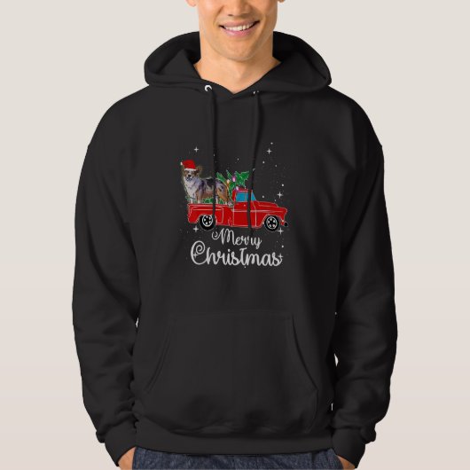 Cardigan Welsh Corgi Ride Rode Vrachtwagen Kerstmi Hoodie (Voorkant)