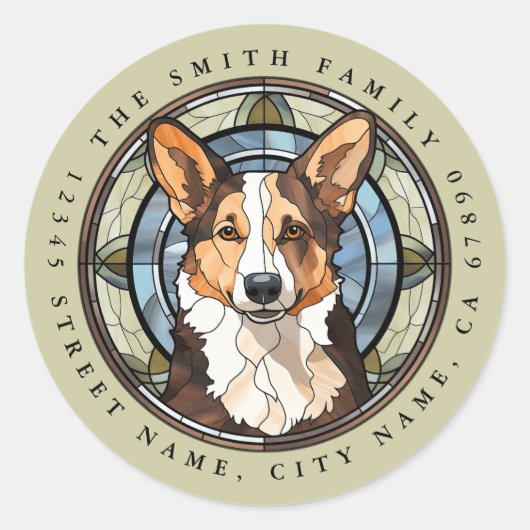Cardigan Welsh Corgi ronde Stickers (Voorkant)