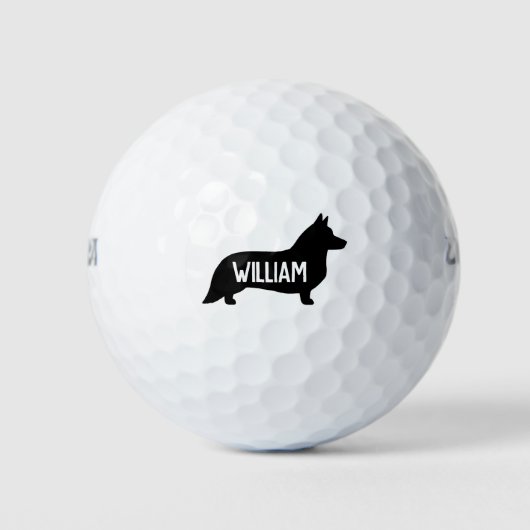 Cardigan Welsh Corgi Silhouet Golfballen (Voorkant)
