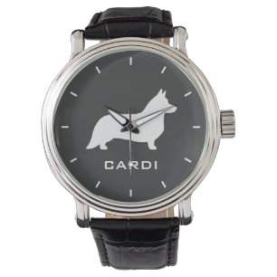 Cardigan Welsh Corgi Silhouet met aangepaste tekst Horloge