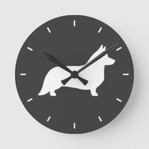 Cardigan Welsh Corgi Silhouet Ronde Klok