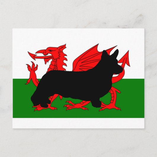 cardigan welsh corgi silhouette flag briefkaart (Voorkant)