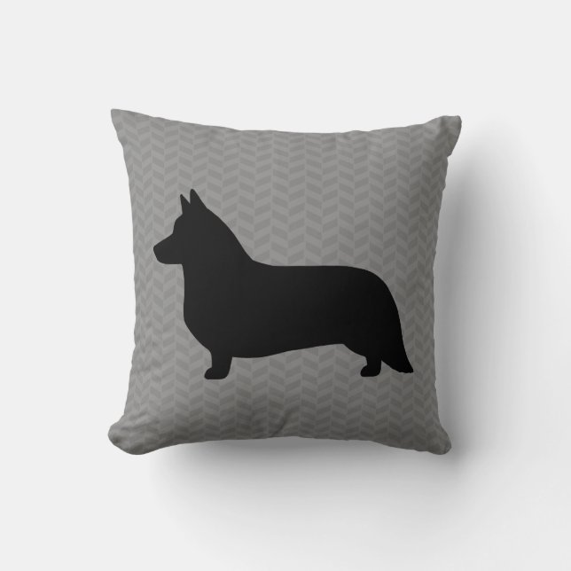 Cardigan Welsh Corgi Silhouette Kussen (Voorkant)