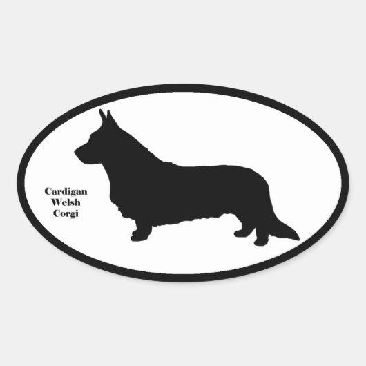 Cardigan Welsh Corgi SIlhouette Ovale Sticker (Voorkant)
