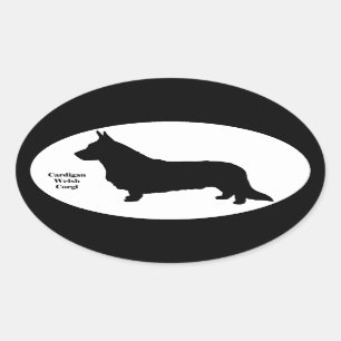 Cardigan Welsh Corgi SIlhouette Ovale Sticker
