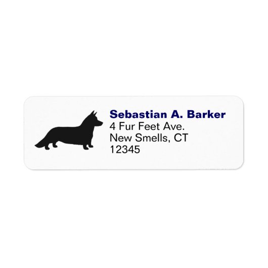 Cardigan Welsh Corgi Silhouette retouradres Etiket (Voorkant)