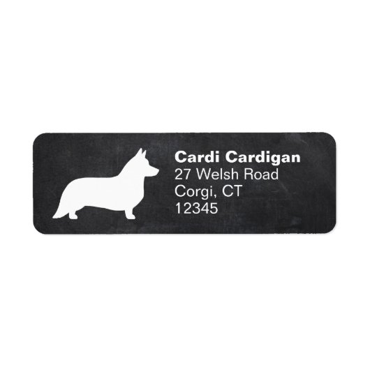 Cardigan Welsh Corgi Silhouette retouradres Etiket (Voorkant)