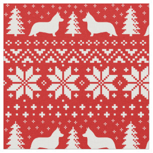Cardigan Welsh Corgi Silhouettes Kerstvakantie Stof