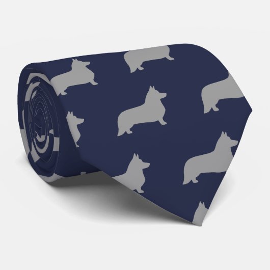 Cardigan Welsh Corgi Silhouettes Pattern Stropdas (Opgerold)