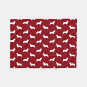 Cardigan Welsh Corgi Silhouettes Red en White Fleece Deken (Voorkant (Horizontaal))