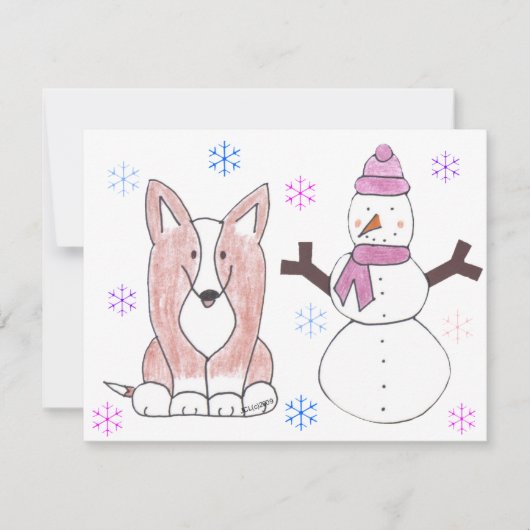 Cardigan Welsh Corgi & Snowman (Voorkant)