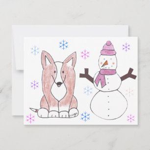 Cardigan Welsh Corgi & Snowman