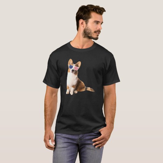 Cardigan Welsh Corgi Sunbril 4 juli Dog T-shirt (Voorkant volledig)