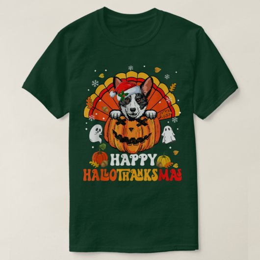 Cardigan Welsh Corgis Dog Happy Hanksmas Hal T-shirt (Design voorkant)
