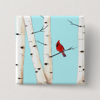 Cardinaal Birch Tree Button Pin